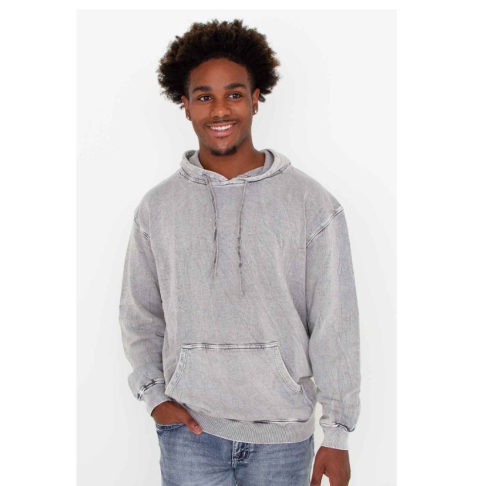 NEW! Simply Southern Washed Out Hoodie for Men in Heather Grey - Large
